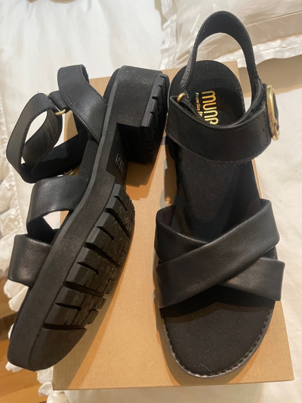 Munro knox lightweight leather comfort black sandals new sz 8 m - Picture 5 of 8